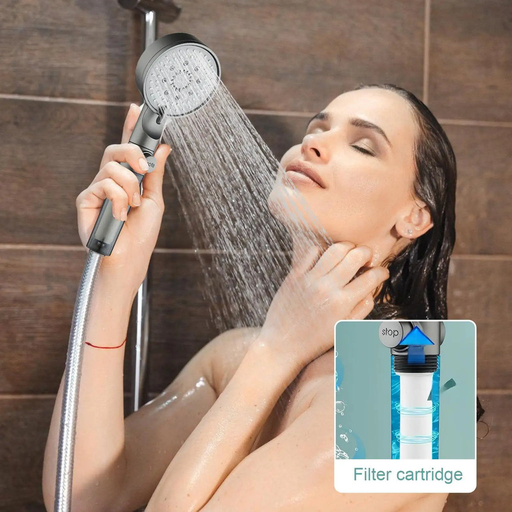 Shower Head with Handheld Rain Shower Head Filtered 5 Modes Silicone Nozzles Faucet Sprayer for Home Apartment RV Bathroom