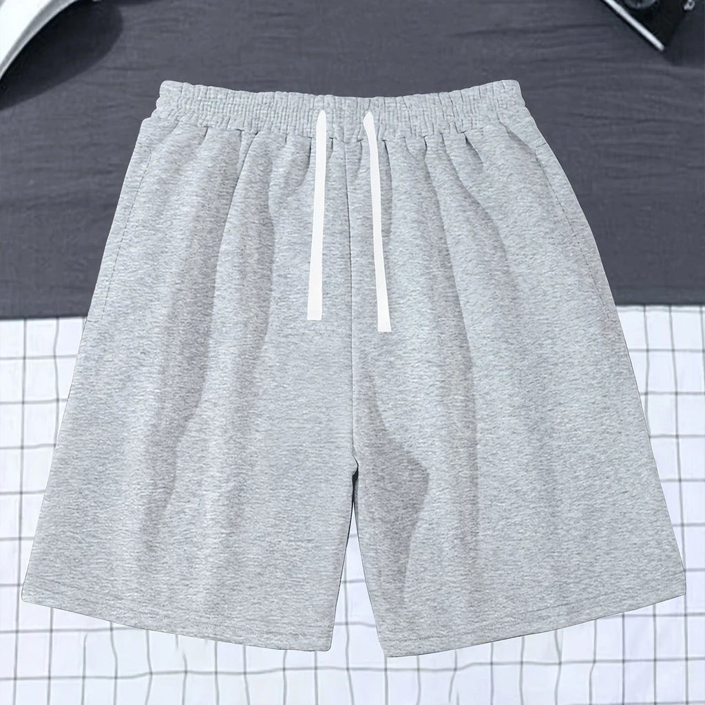 Men's Loose Fit Solid Color Casual Shorts Stylish Versatile Elastic Waist with Drawstring Suitable for Everyday Wear
