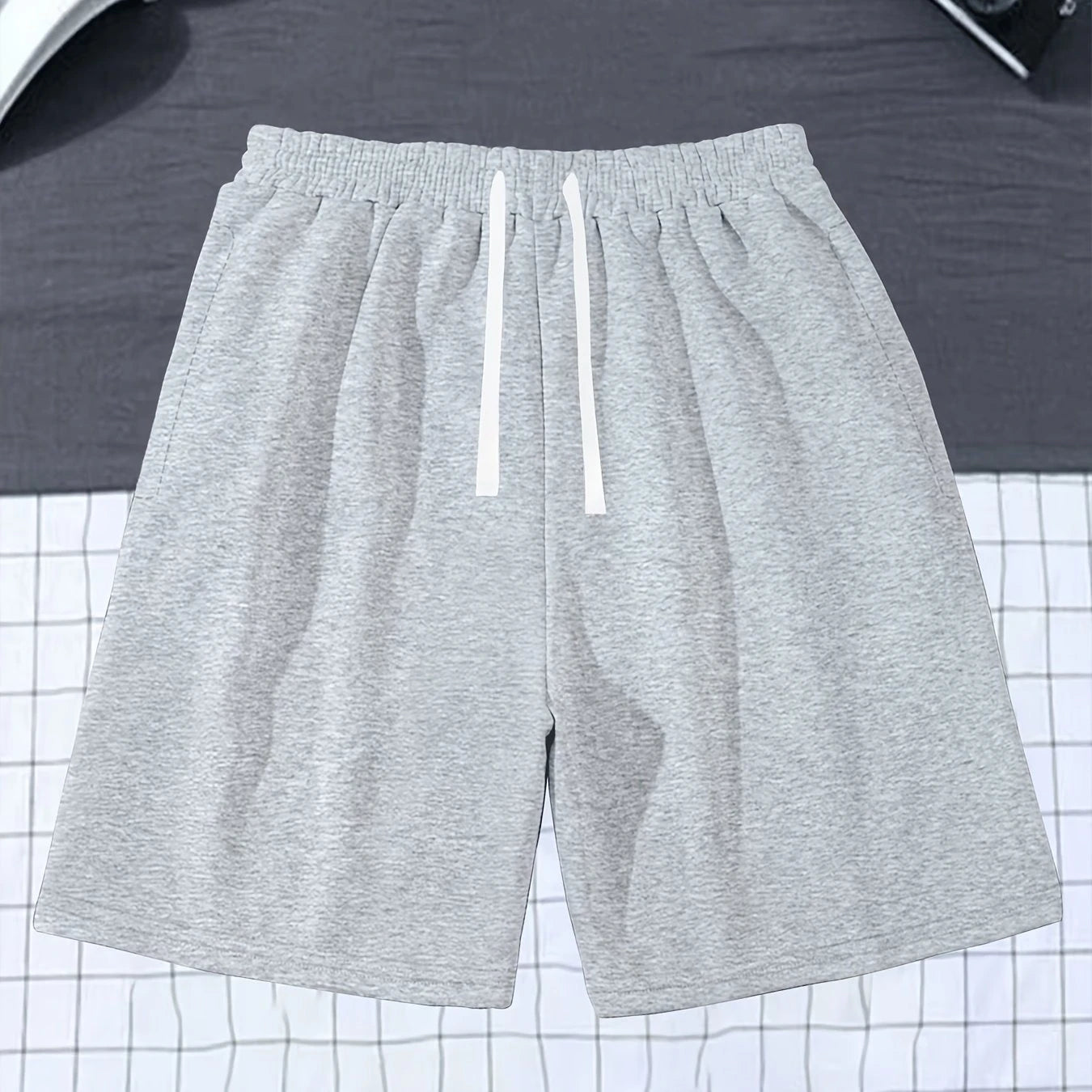Men's Loose Fit Solid Color Casual Shorts Stylish Versatile Elastic Waist with Drawstring Suitable for Everyday Wear