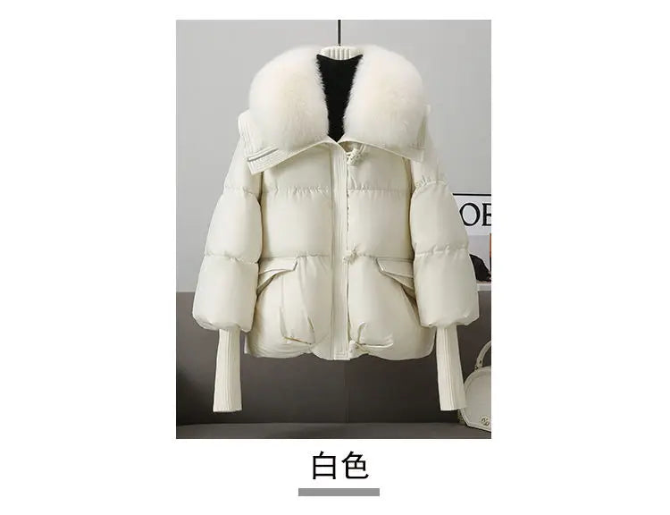 2026 Autumn/Winter New Down Jacket Women's Korean Loose Short Coat Female big fur collar Cotton Jacket Women Snow Parka Coats