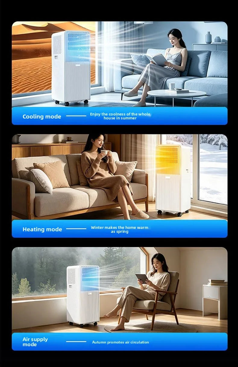 12000BTU Portable Air Conditioner Cooling Heating Mobile AC R410a Compressor Freestanding Unit with Remote Control