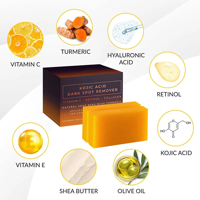 Natural Lemon Turmeric Ursolic Acid Full-Body Cleansing Soap - Brightening Body Wash Bar for Men & Women Skin Care