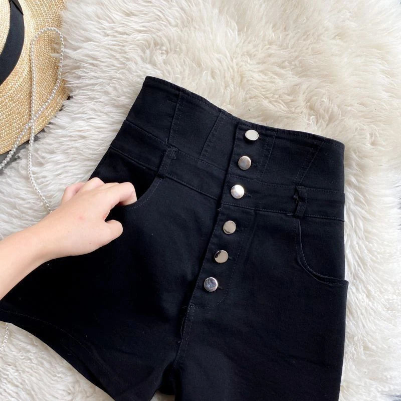 Streetwear Black Denim Shorts Women Fashion High Waist Hip Wrap Shorts Jeans Summer Korean Single Breasted Sexy Hot Short Pants