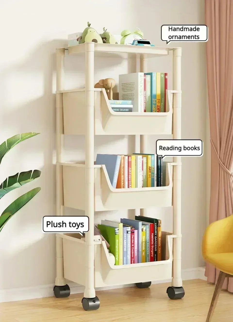 Home Trolley Bookshelf Kitchen Storage Rack Kitchen Corner Narrow Slit Storage Cabinet Bathroom Living Room Storage Rack