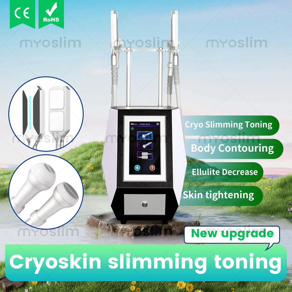 Professional Cryoskin Slimming Machine 2 Round Heads 2 Freezing Plates Skin Tightening Cellulite Removal Device