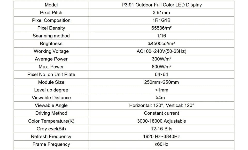 Outdoor P3.91 Full Color LED Display Screen Large  P3.91 500mm 1000mm LED Module Display LED Screen Display Panel