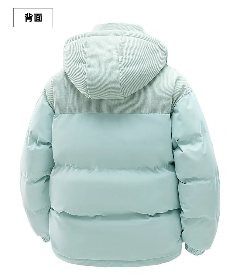 Custom LOGO cotton-padded clothes for men and women 2025 winter new thickened warm removable hooded cotton clothes couple jacket