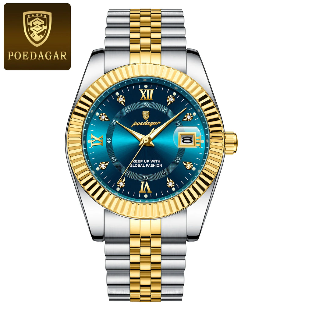 POEDAGAR Luxury Brand Man Wristwatch Waterproof Luminous Date Men Watch Stainless Steel High Quality Sports Men's Quartz Watches