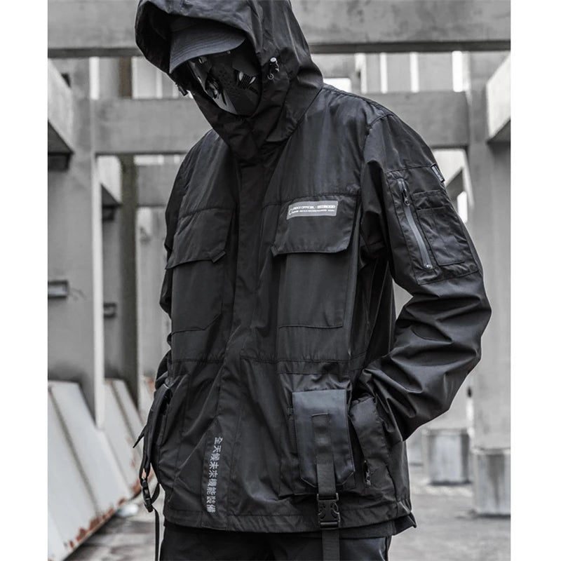 2022 Autumn Tactical Jackets Windbreaker Men Functional Techwear Mens Black Hip Hop Streetwear Waterproof Windproof Hooded Coats