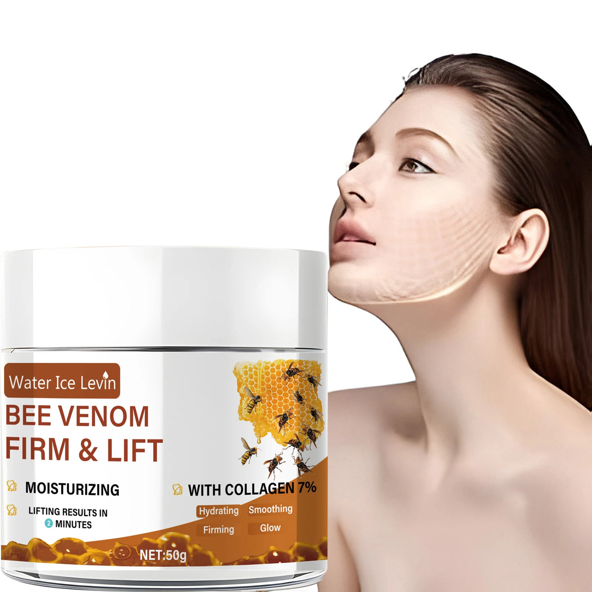 Bee Vemon Instant Facial Lifting Cream 50g |   Smooth |   Types of Face and Neck Creams, Containing Retinol and Collagen, Alcohol-Free.