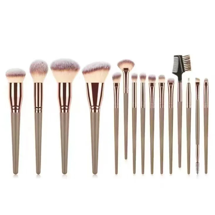 15pcs Makeup Brush Set Full Kit Powder Blush Contour Eyeshadow Lip Brushes Pink Handle Cosmetic Brushes for Liquid Foundation