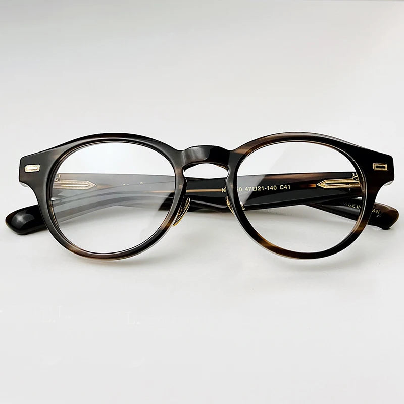 Classic Retro Round Glasses Frame Men Top Quality Acetate Trendy Eyeglasses for Women Handmade Vintage Thick Frame Eyewear