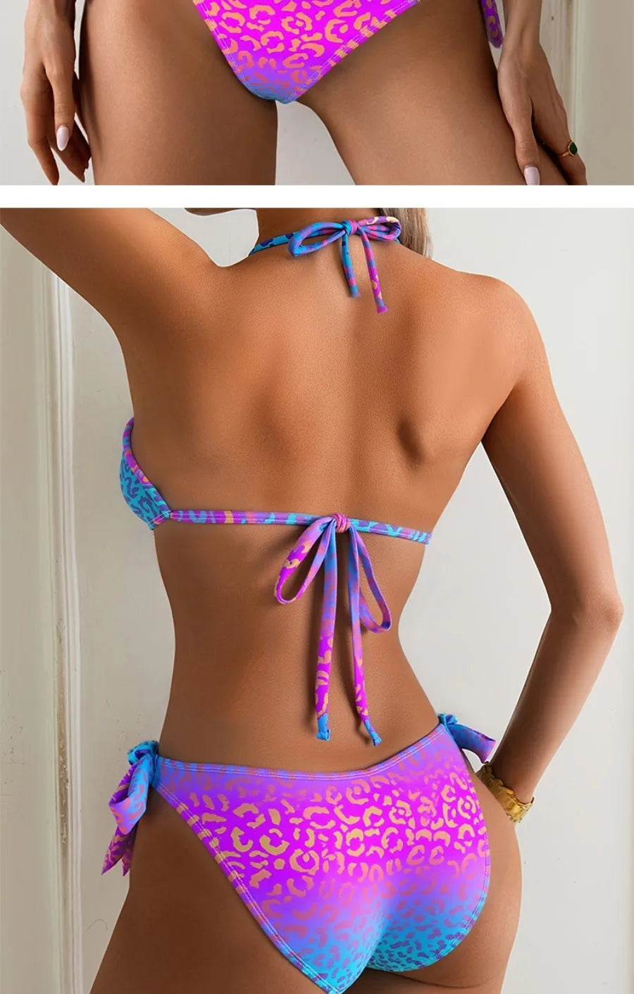 New Fashion Women's Two-Piece Bikini Set Digital Print Tight Open Back Swimsuit Sexy Beachwear for Summer Vacation Pool Party