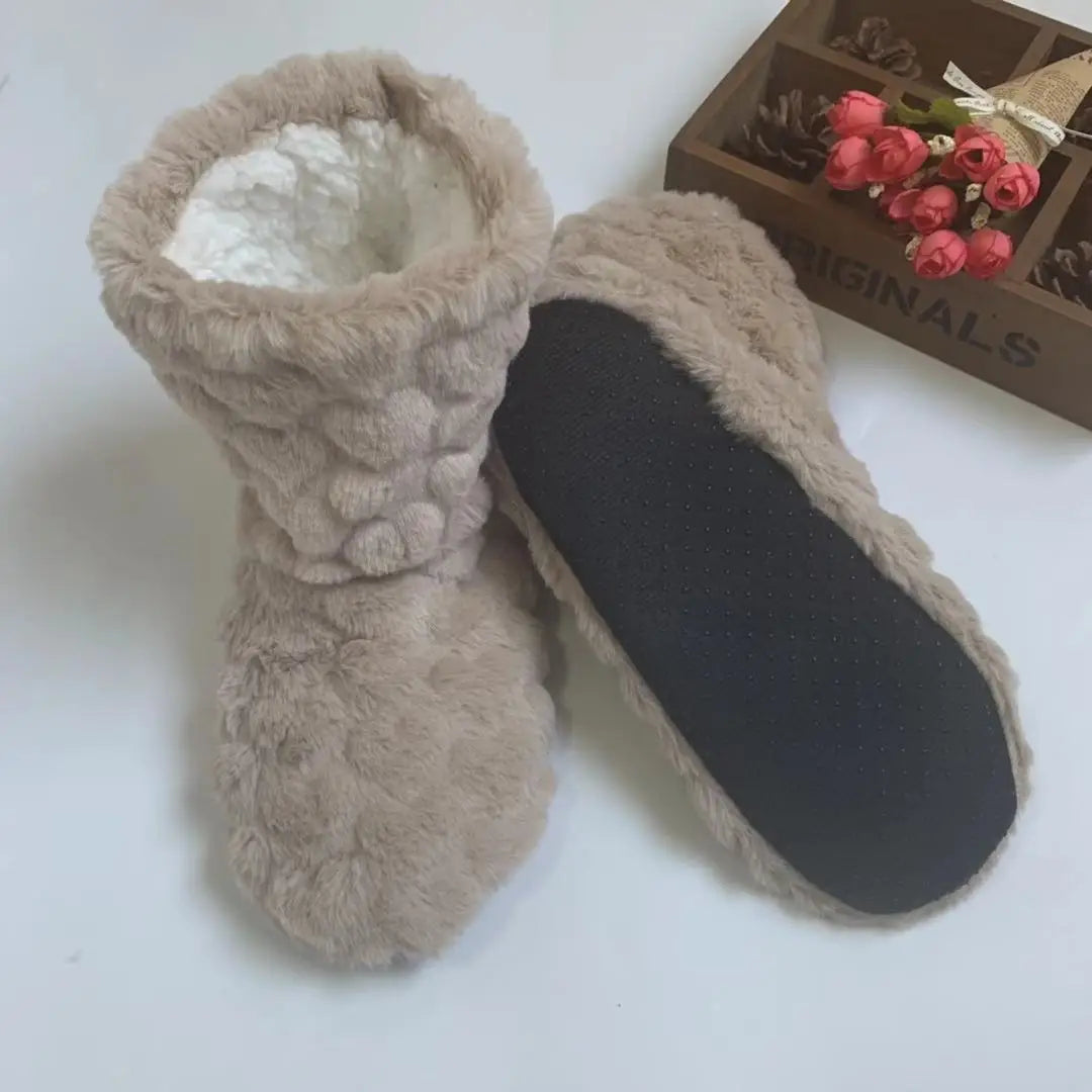 1 Pairs Women Slippers Autumn Winter Home Warm Padded Thickened Colorful Love Mid-calf Non Slip Women Floor Shoes Zapatos