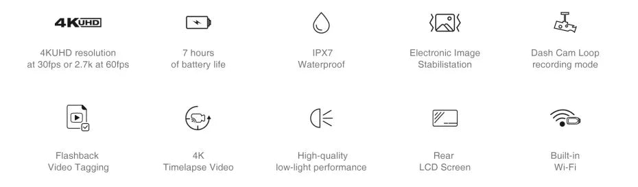 Drift Ghost XL Pro 4K PLUS HD Action Camera 3000mAh Battery WiFi IPX7 Waterproof Rotatable Lens Helmet Cam Motorcycle Bicycle
