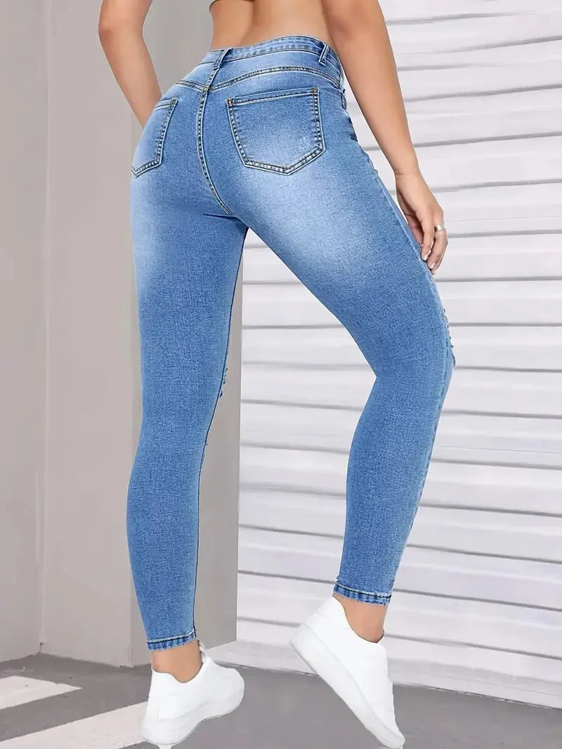 Spring Autumn Ripped Jeans Women 2026 Fashion Streetwear High Waist Y2k Denim Tears Pants Elegant