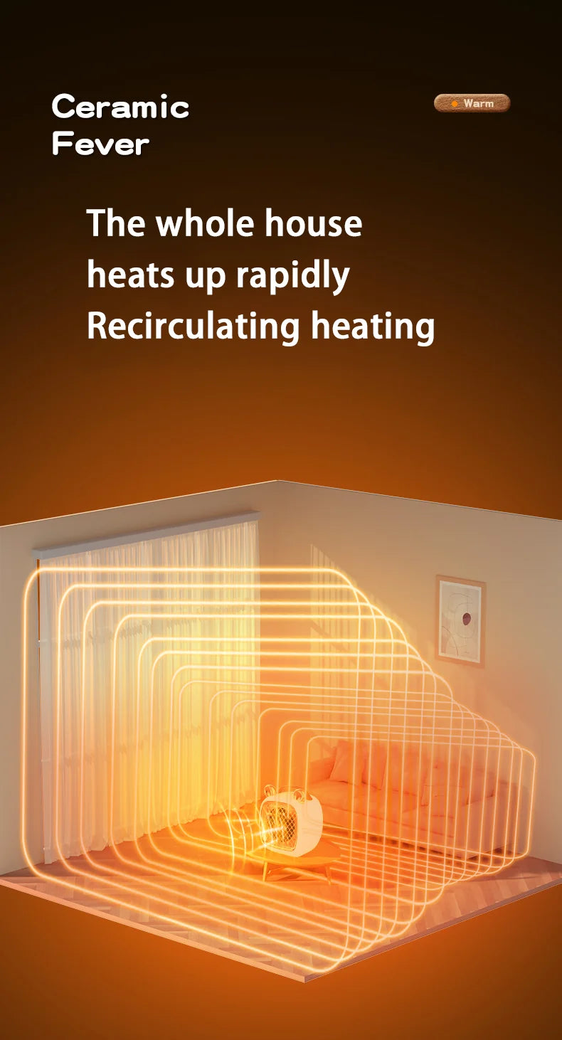 Electric Heater Mini Portable Intelligent Air Heater Reduced Wind Noise Home Heating Warmer Fan Intelligent Constant Temperature