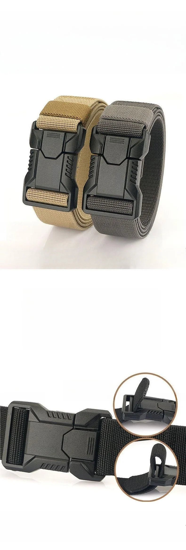 Men’s Minimalist Alloy Automatic Tactical Belt  Outdoor Casual Versatile Sturdy and Durable Workwear Stretch Waist Belts