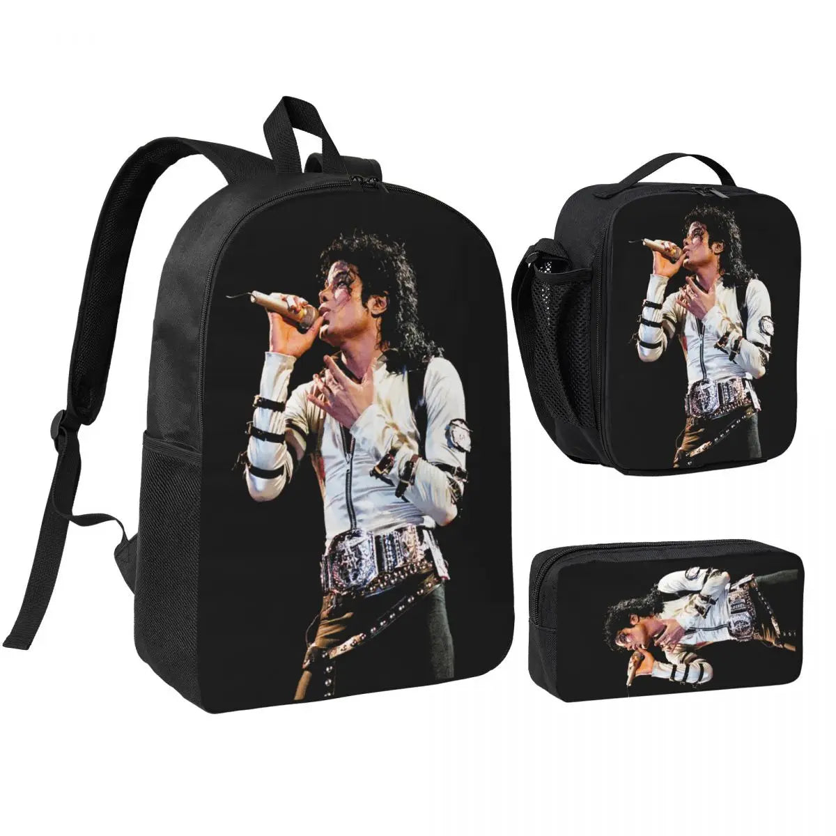MJ 3pecs/set Backpack for Student High School Daypack Lunch bag Pencil Case