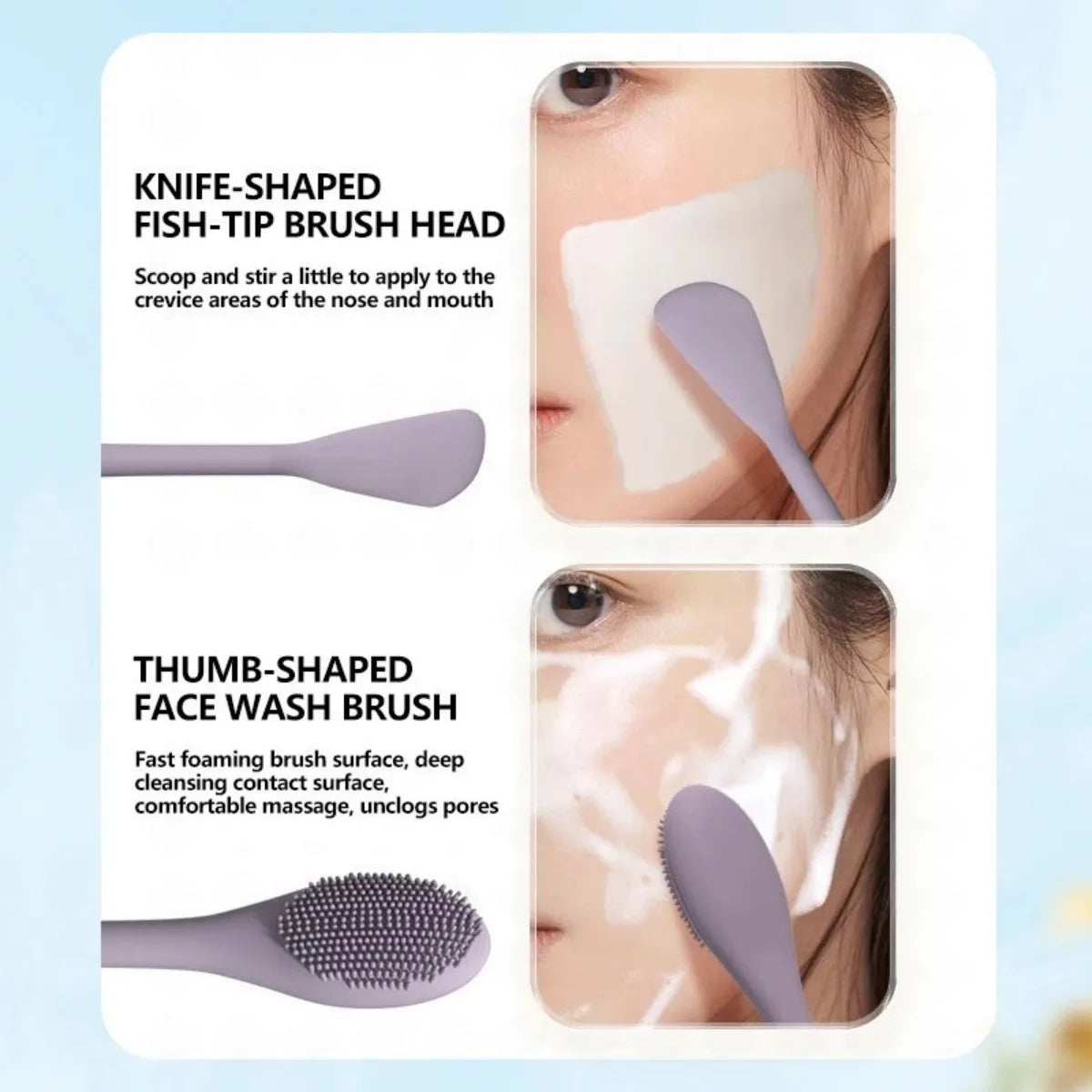 2PCS Makeup Brush Set - Foundation Brush & Dual-Ended Mask Brush for Flawless Skin Care & Makeup Application