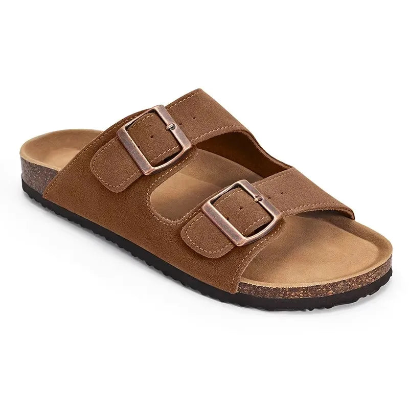 Crestar Womens Mens Sandals Fashion Adjustable Buckle Cork Footbed Slides Outdoor Beach Sliipers with Comfortable Arch Support