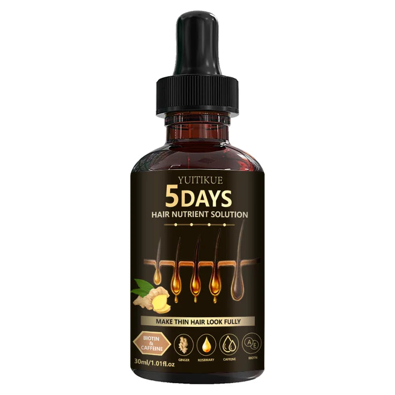 YUITIKUE 5 Days Hair Nutrient Solution 30ml - Ginger & Rosemary Scalp Serum for Fuller, Thicker Hair