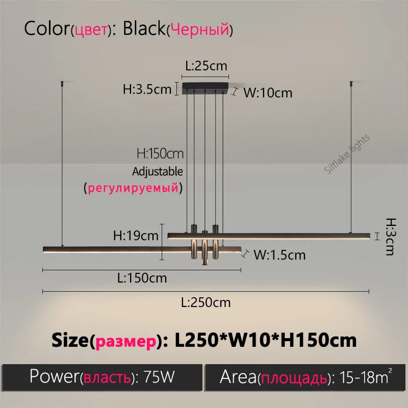 Modern light creative bar counter strip designer lamps LED Pendant Light  for Dining Table Kitchen Chandelier Memory Function