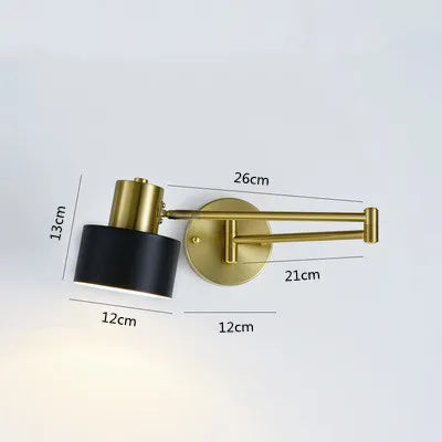Modern Indoor Touch Sensor Wall Lights Adjustable Swing Long Arm LED Wall Lamps Internal Bedside Lighting Decor Sconce Lights