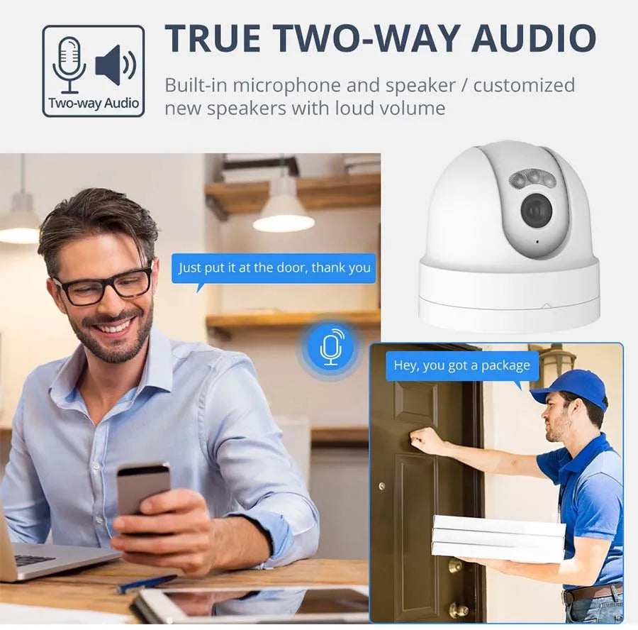 CCTV IP POE Security Dome Camera 4K 5MP 4MP Tow-way Talk Dual Light Video Humanoid Detection ONVIF NVR Surveillance Camera