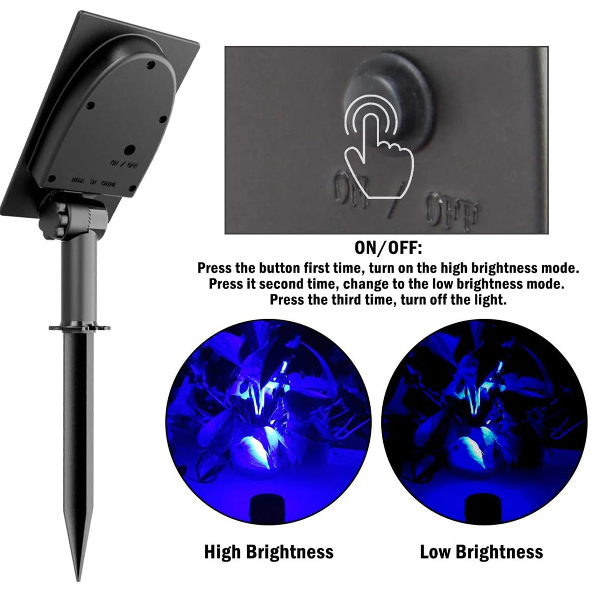 Solar LED Light Outdoor IP65 Waterproof Blue Light Solar Power Light Lawn Light For Garden Decor Solar Wall Light Outdoor