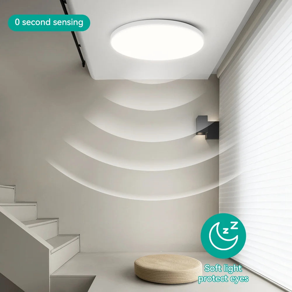 LED Radar Sensing Ceiling Light Intelligent Panel Lamp Motion Sensor Light Home Ceiling Lamp For Hallways Aisle Stairways Garage
