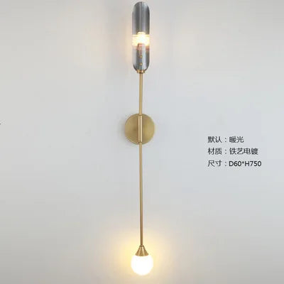 moderm luxury single double head wall lamp golden lnclined tube wall light Mirror light stair living room bedroom deco luminaire