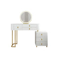 #Modern White Makeup Vanities Table Set With Smart Mirror Slate Top Modern Dressing Desk Wooden Bedroom Furniture