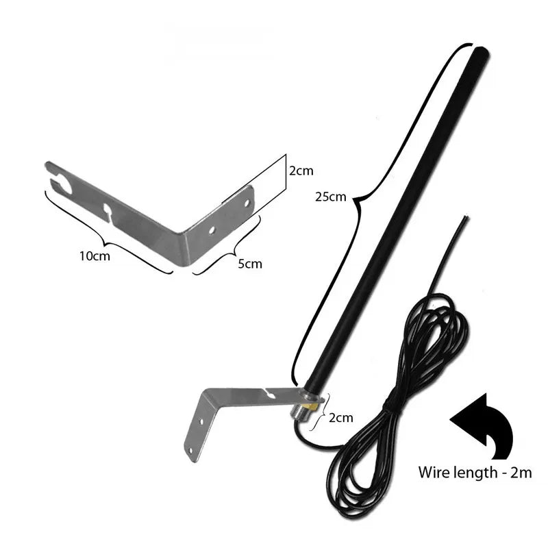 433MHz 200m Long-Range Antenna 2m/3m/5m Cable length, Waterproof Signal Booster for Garage Gate Opener Systems