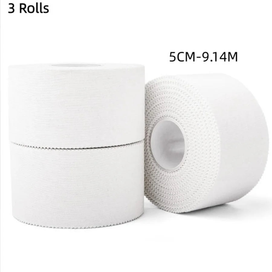 4 Rolls Athletic Tape Cotton Medical Sports Tape Latex Free Easy Tear No Scissors for Physical Therapy ﻿