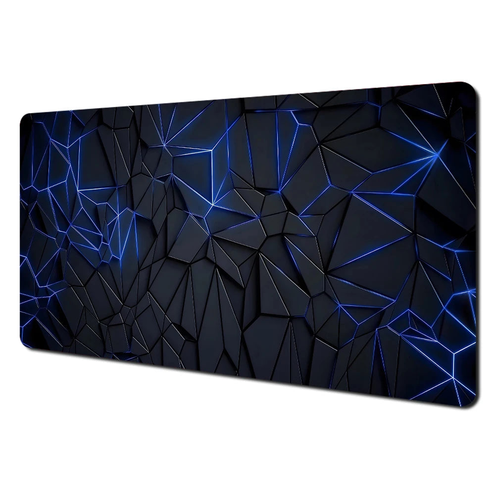 Black and Grey Abstract Art Pattern Design Mouse Pad Desk Mat with Stitched Edge Rubber Anti-Slip Gaming Mat Keyboard Mouse Pads
