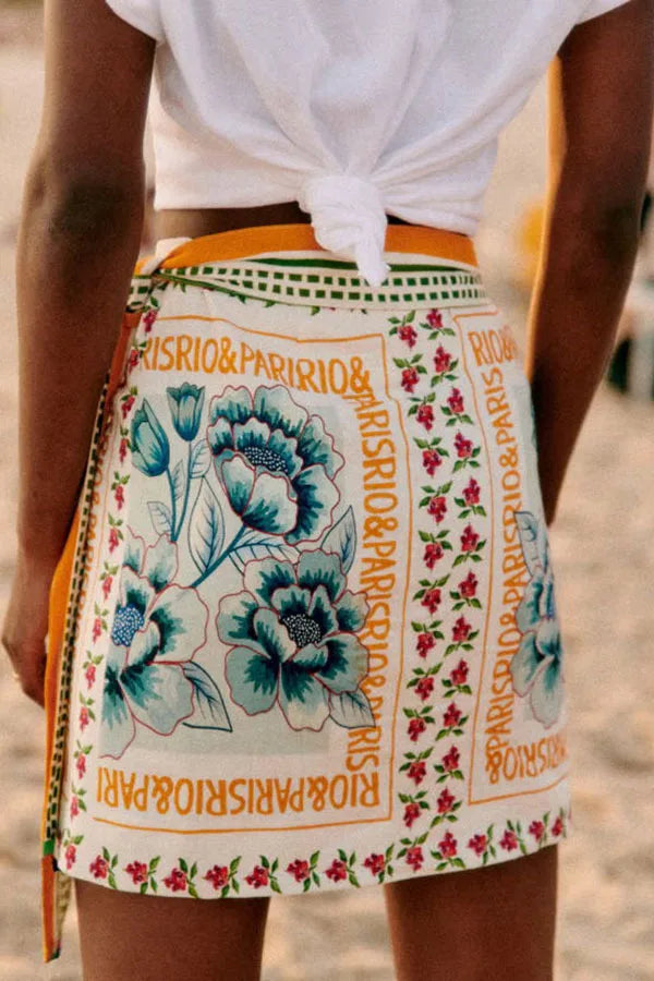 Summer New Fashion Women's Vintage Short Skirts Printed Retro Vacation Style Covering Casual Sexy Elegant Half Skirt Clothing
