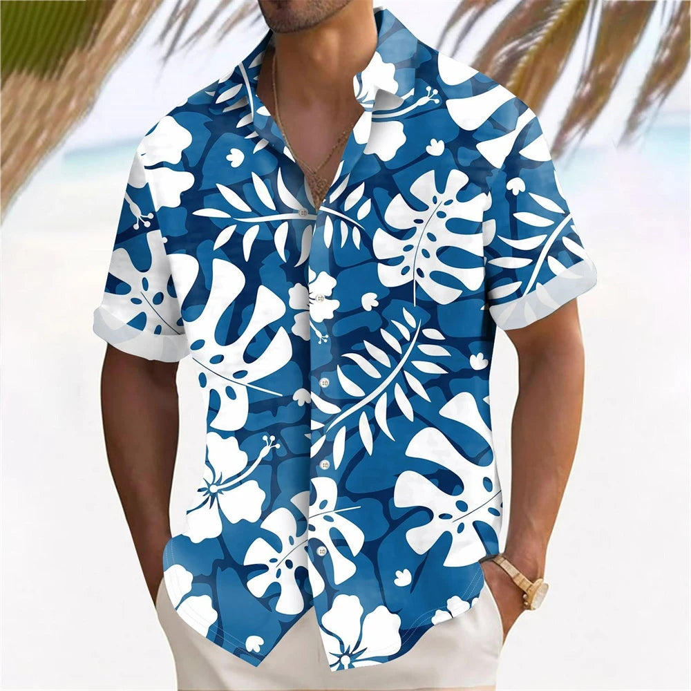 Hawaiian Plant Golden Leaves 3D Print Men's Hawaiian Shirt Outdoor Street Casual Summer Turndown Short Sleeve Polyester Shirt