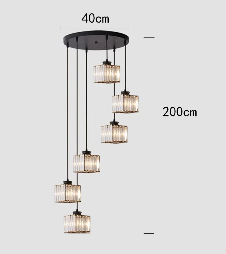 Staircase Pendant Lamp Modern Light Luxury Crystal Lamp Simple Living Room Lamp Duplex Hotel Lobby Interior Decoration Lighting