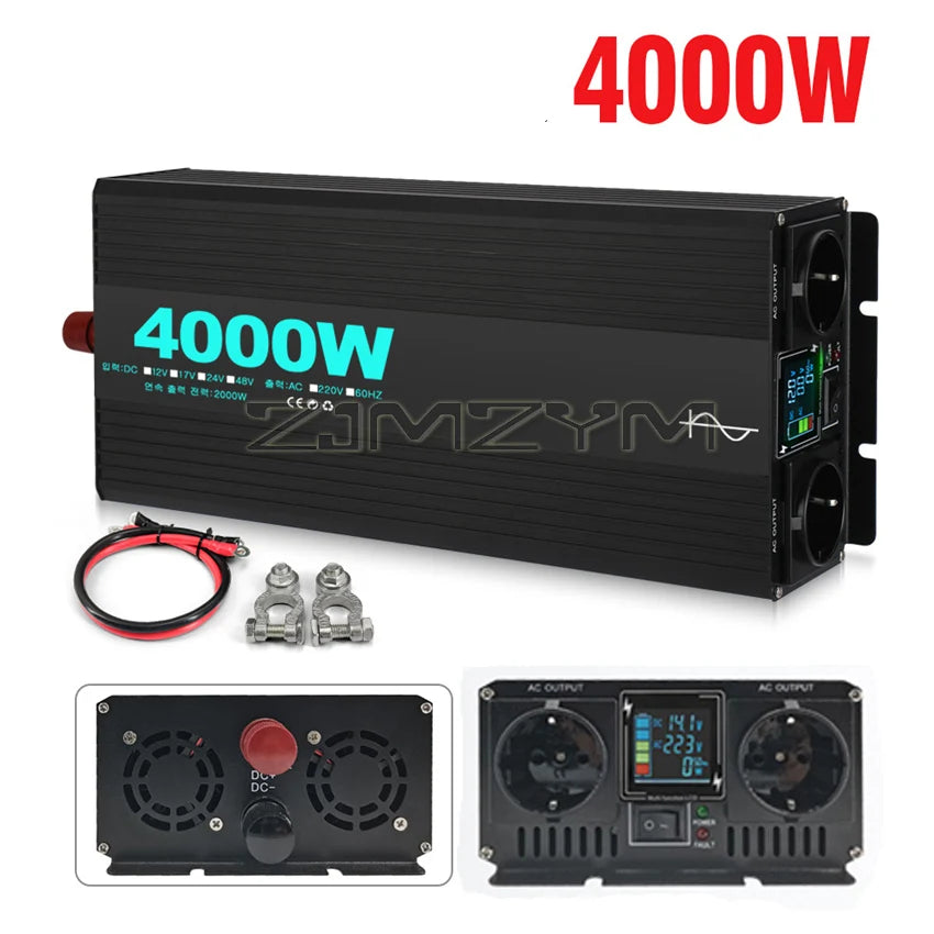 4000W 5000W 6000W High-power Solar Pure Sine Wave Inverter 12V 17V 24V 48V To 220V