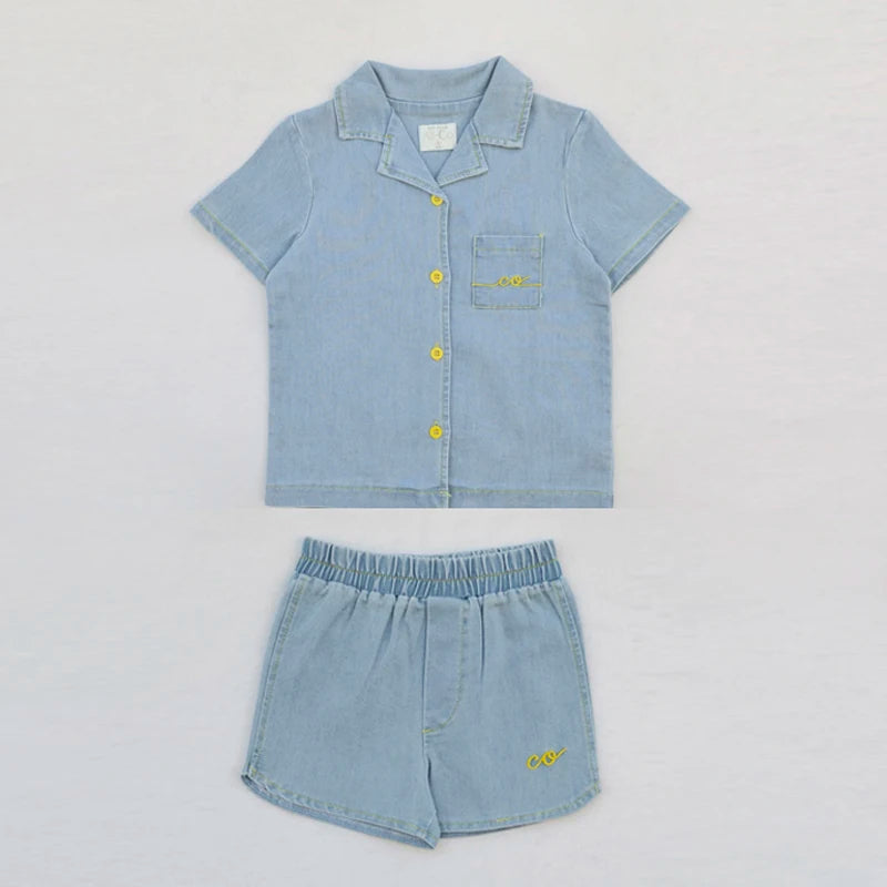 Ali Co SS26 Blue Denim collection Cotton boys girls outfits dress skirt shirt and overalls