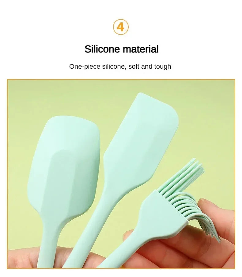 6pc Silicone Spatula set for baking-cake frosting kit with brush, non-stick scrapers & cream spreads |   cute kitchen gadgets
