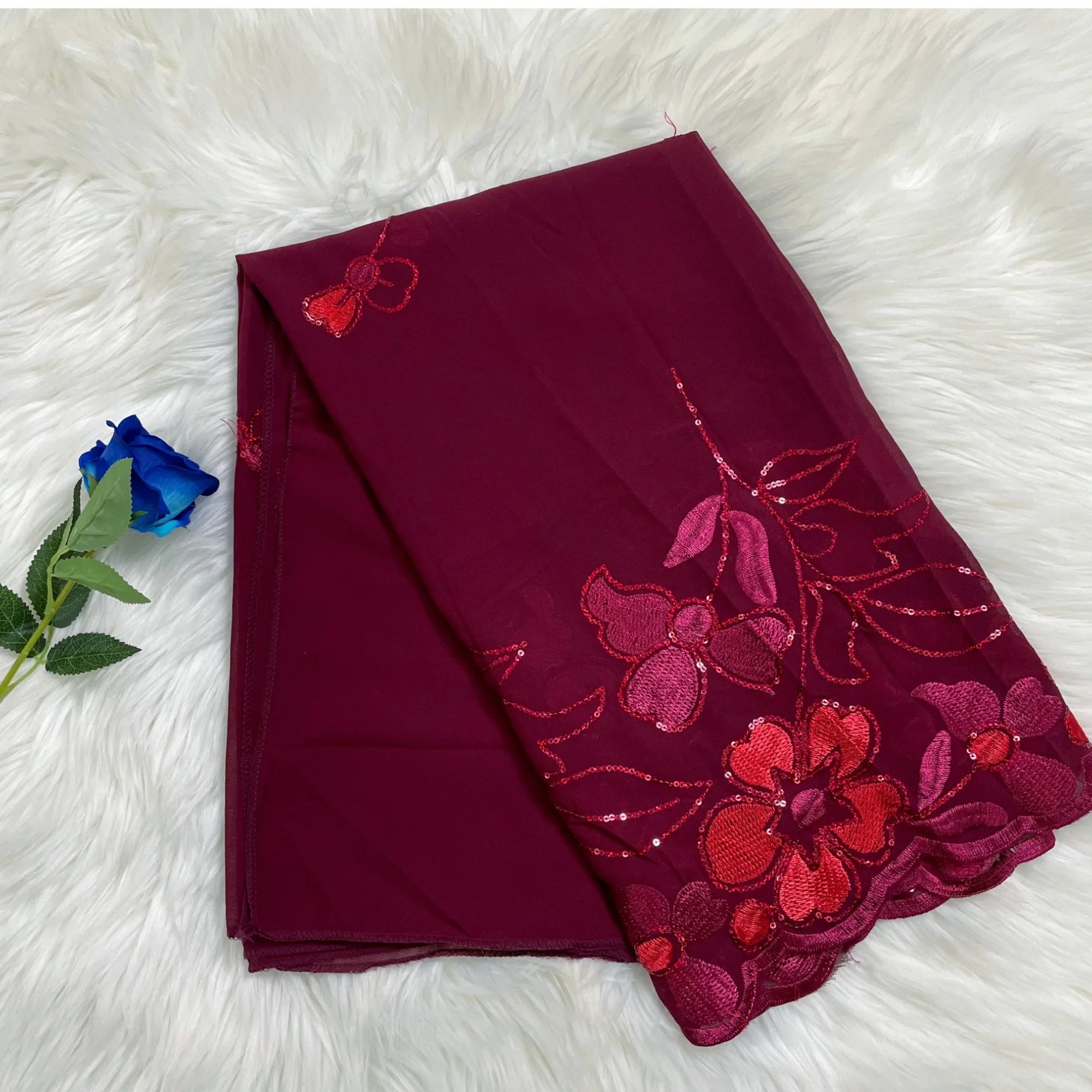 2023 Latest African Spring Women Scarf Chiffon Sequin Embroidered Ramadan Hijab Shawl Fashionable Casual Diamond  Headscarf