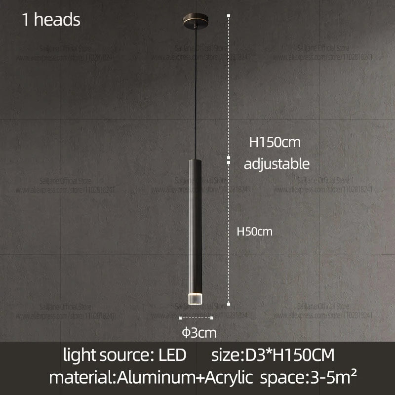 Modern LED Long Pendant Light  Kitchen Ceiling Lamp Bedroom Bedside Lamp Dining Counter Decoration Chandelier Indoor Lighting