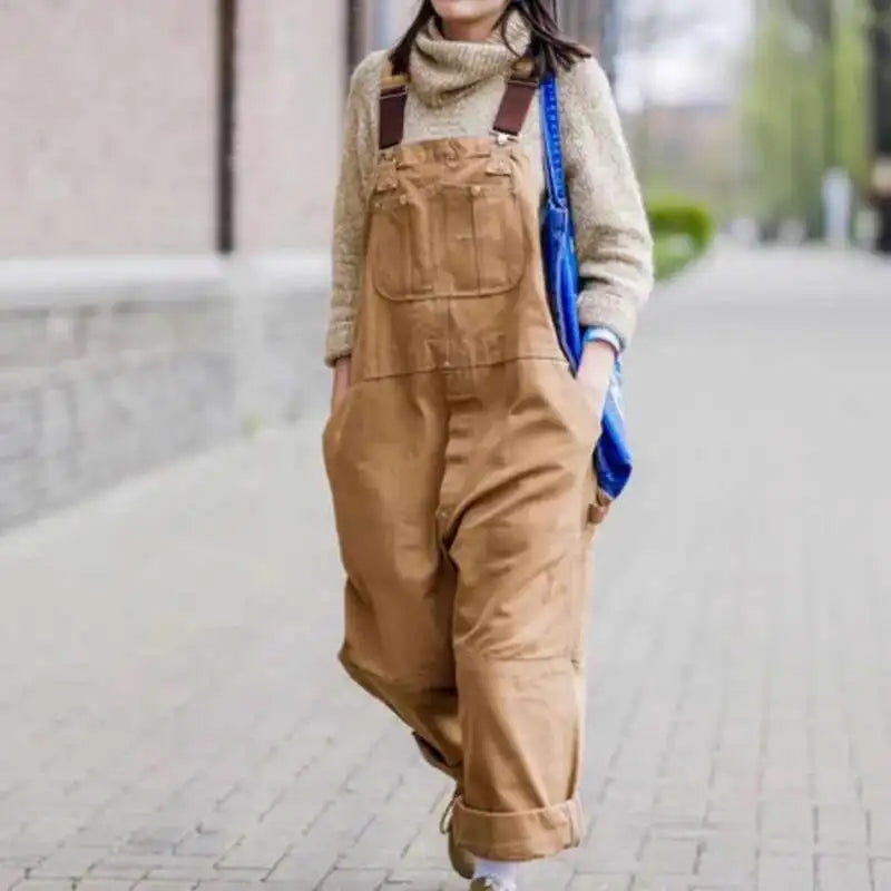 PFNW 2025 Trend Khaki Denim Overalls Men's Loose Casual Straight Oversized Cargo Jumpsuit Spring Tide Trousers Unisex 28W5639