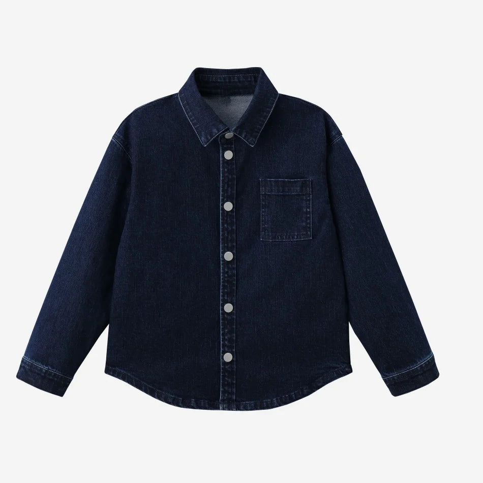 (Ship out in 1day)AS AW26 Denim Varsity Collection Navy Blue Denim+ Embroidery Sweatshirt weekday fabric brother sister clothing