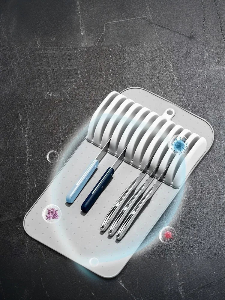 Premium Knife Holder Organizer – Soft-Grip, Non-Slip Knife Mat with 5 or 11 Slots for Kitchen Drawer Storage