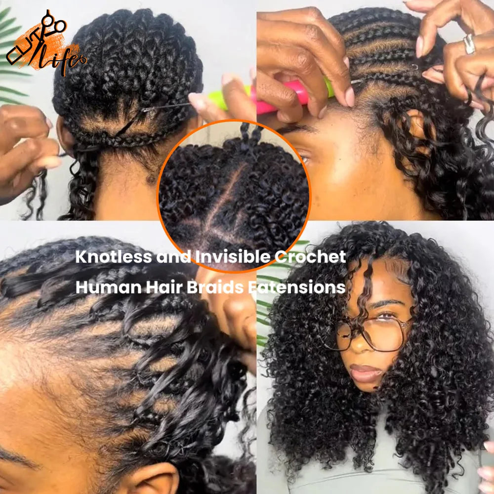 Miracle Knots Feather Crochet Human Hair Extension Burmese Curly With Coily End Invisible Miracle Knots Hair Bulk  Boho Braide