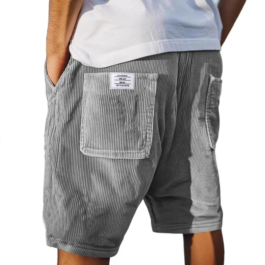 Summer New Men's Corduroy Shorts Fashion American Style Multi Pocket Pants Embroidered Logo Retro Straight Leg Shorts For Male