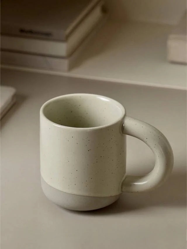 Nordic Style Ceramic Mugs 300ml Microwave Safe Glazed under Color Rough Pottery Spliced Mark Cup from Mainland China